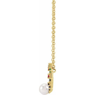 14K Yellow Akoya Cultured Pearl Hold You Forever Rainbow Baby 18" Necklace 