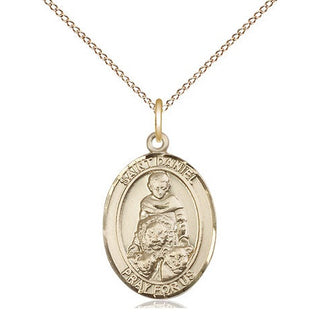 14kt Gold Saint Daniel Medal Engraved Catholic Saint Jewelry