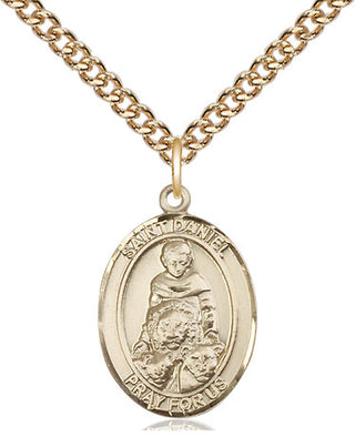 14kt Gold Saint Daniel Medal Engraved Catholic Saint Jewelry