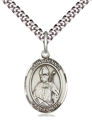 Pewter Saint Dennis Medal Religious Jewelry Engraved Catholic Saint Jewelry