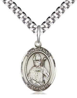 Pewter Saint Dennis Medal Religious Jewelry Engraved Catholic Saint Jewelry