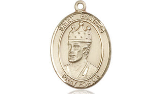 14kt Gold Filled Saint Edward the Confessor Medal Engraved Catholic Saint Jewelry