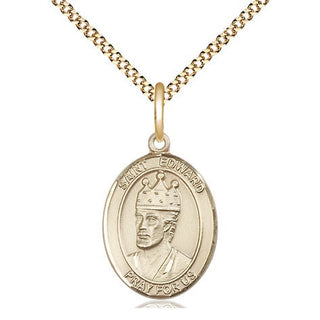 14kt Gold Filled Saint Edward the Confessor Medal Religious Jewelry Engraved Catholic Saint Jewelry