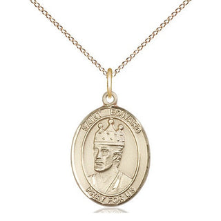 14kt Gold Filled Saint Edward the Confessor Medal Religious Jewelry Engraved Catholic Saint Jewelry