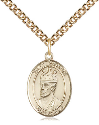 14kt Gold Filled Saint Edward the Confessor Medal Religious Jewelry Engraved Catholic Saint Jewelry