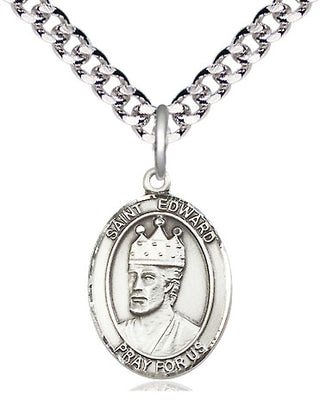 Pewter Saint Edward the Confessor Medal Religious Jewelry Engraved Catholic Saint Jewelry