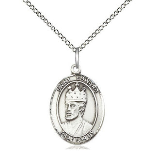 Sterling Silver Saint Edward the Confessor Medal Religious Jewelry Engraved Catholic Saint Jewelry