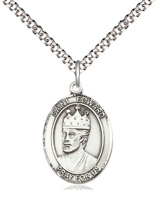 Sterling Silver Saint Edward the Confessor Medal Religious Jewelry Engraved Catholic Saint Jewelry