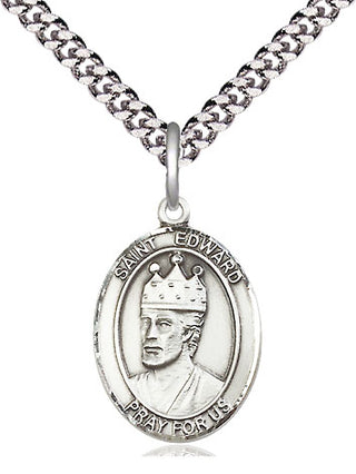 Sterling Silver Saint Edward the Confessor Medal Religious Jewelry Engraved Catholic Saint Jewelry