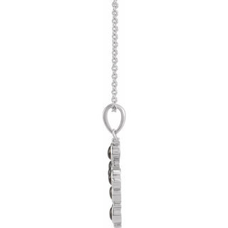14K White Natural Black Onyx Cross 16-18" Necklace