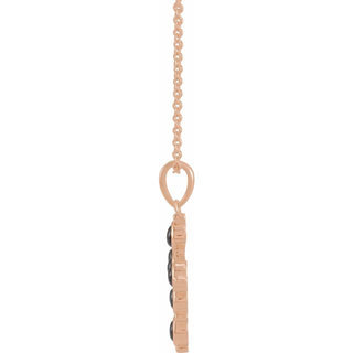 14K Rose Natural Black Onyx Cross 16-18" Necklace