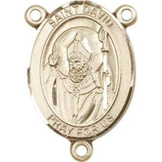 14kt Gold Saint David of Wales Rosary Center Rosary Center Engraved Catholic Saint Jewelry