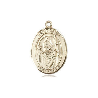 14kt Gold Filled Saint David of Wales Medal Engraved Catholic Saint Jewelry