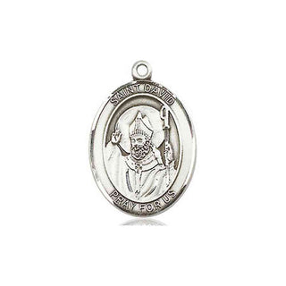 Pewter Saint David of Wales Medal Engraved Catholic Saint Jewelry