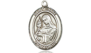 Pewter Saint Clare of Assisi Medal Engraved Catholic Saint Jewelry