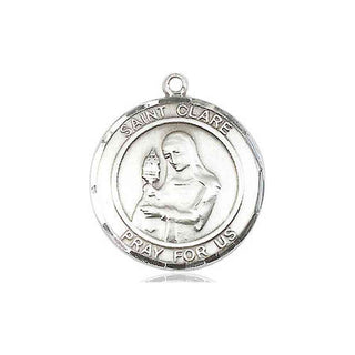 Pewter Saint Clare of Assisi Medal Engraved Catholic Saint Jewelry