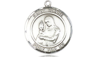 Sterling Silver Saint Clare of Assisi Medal Religious Jewelry Engraved Catholic Saint Jewelry