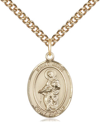 14kt Gold Filled Saint Jane of Valois Medal Religious Jewelry Engraved Catholic Saint Jewelry