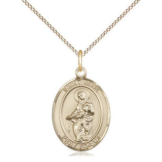 14kt Gold Saint Jane of Valois Medal Engraved Catholic Saint Jewelry