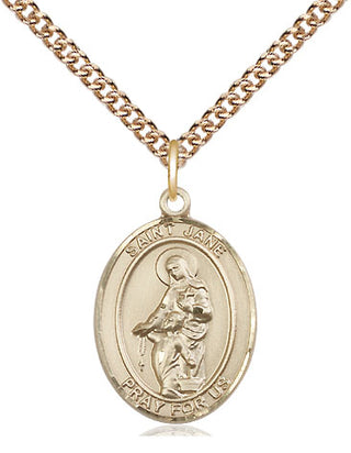14kt Gold Saint Jane of Valois Medal Engraved Catholic Saint Jewelry