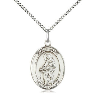 Sterling Silver Saint Jane of Valois Medal Religious Jewelry Engraved Catholic Saint Jewelry
