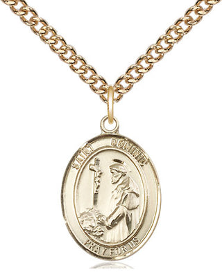 14kt Gold Saint Dominic de Guzman Medal Engraved Catholic Saint Jewelry