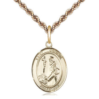 14kt Gold Saint Dominic de Guzman Medal Engraved Catholic Saint Jewelry