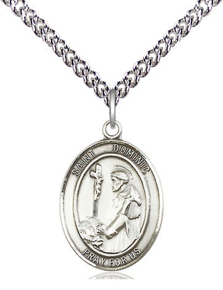Sterling Silver Saint Dominic de Guzman Medal Religious Jewelry Engraved Catholic Saint Jewelry