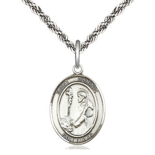 Sterling Silver Saint Dominic de Guzman Medal Religious Jewelry Engraved Catholic Saint Jewelry
