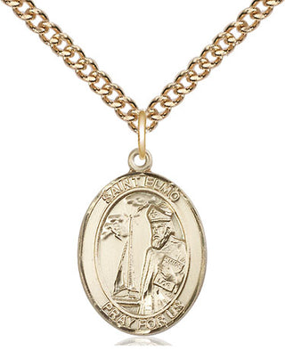 14kt Gold Filled Saint Elmo Medal Religious Jewelry Engraved Catholic Saint Jewelry