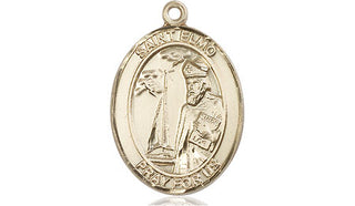 14kt Gold Saint Elmo Medal Engraved Catholic Saint Jewelry
