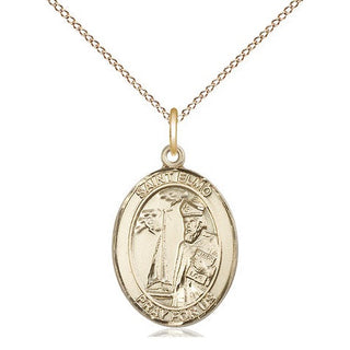 14kt Gold Saint Elmo Medal Engraved Catholic Saint Jewelry