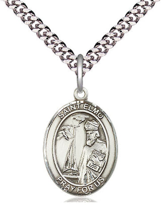Pewter Saint Elmo Medal Religious Jewelry Engraved Catholic Saint Jewelry