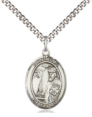 Sterling Silver Saint Elmo Medal Religious Jewelry Engraved Catholic Saint Jewelry