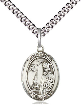 Sterling Silver Saint Elmo Medal Religious Jewelry Engraved Catholic Saint Jewelry