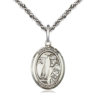 Sterling Silver Saint Elmo Medal Religious Jewelry Engraved Catholic Saint Jewelry