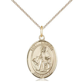 14kt Gold Filled Saint Dymphna Medal Religious Jewelry Engraved Catholic Saint Jewelry