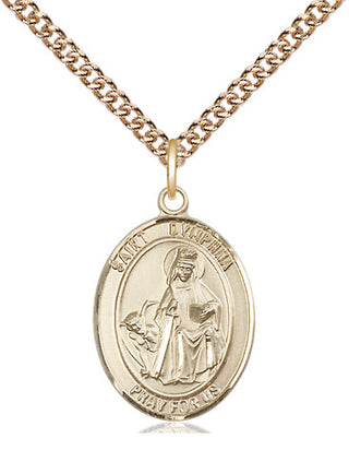 14kt Gold Saint Dymphna Medal Engraved Catholic Saint Jewelry