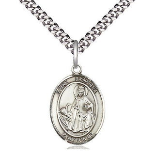 Pewter Saint Dymphna Medal Religious Jewelry Engraved Catholic Saint Jewelry