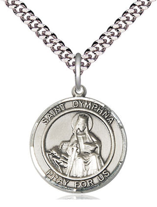 Pewter Saint Dymphna Medal Religious Jewelry Engraved Catholic Saint Jewelry