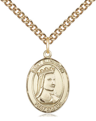 14kt Gold Saint Elizabeth of Hungary Medal Engraved Catholic Saint Jewelry