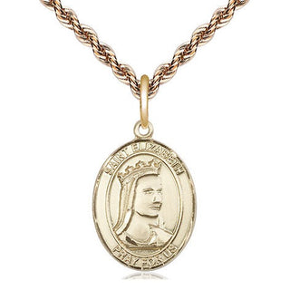 14kt Gold Saint Elizabeth of Hungary Medal Engraved Catholic Saint Jewelry
