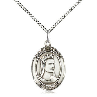 Sterling Silver Saint Elizabeth of Hungary Medal Religious Jewelry Engraved Catholic Saint Jewelry