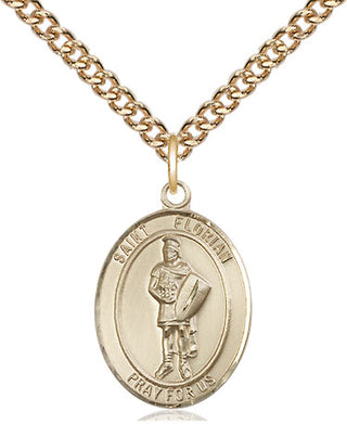 14kt Gold Filled Saint Florian Medal Religious Jewelry Engraved Catholic Saint Jewelry