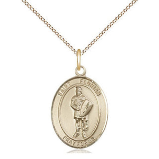 14kt Gold Saint Florian Medal Engraved Catholic Saint Jewelry