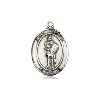 Pewter Saint Florian Medal Engraved Catholic Saint Jewelry