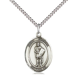 Pewter Saint Florian Medal Religious Jewelry Engraved Catholic Saint Jewelry