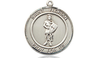 Pewter Saint Florian Medal Engraved Catholic Saint Jewelry