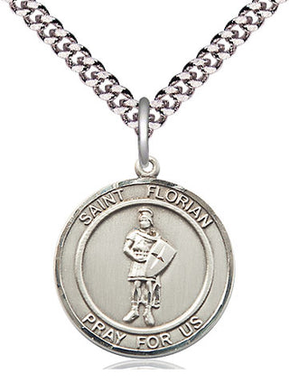 Pewter Saint Florian Medal Religious Jewelry Engraved Catholic Saint Jewelry