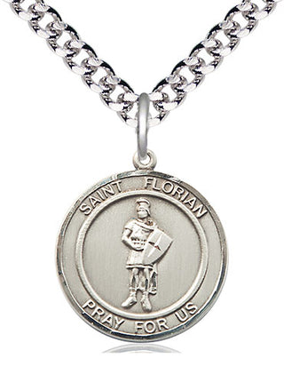 Pewter Saint Florian Medal Religious Jewelry Engraved Catholic Saint Jewelry